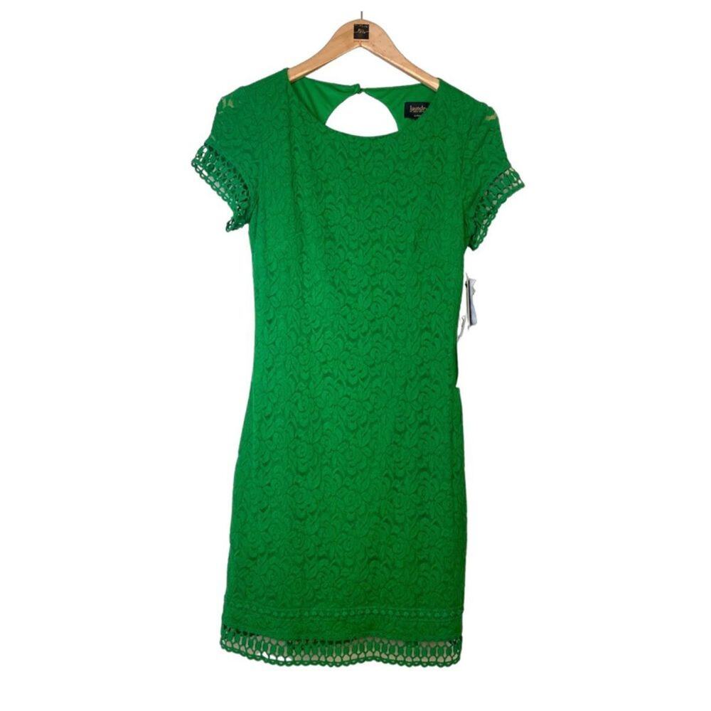 Laundry by Shelli Segal Green Lace Cocktail Sheath Dress Size 2